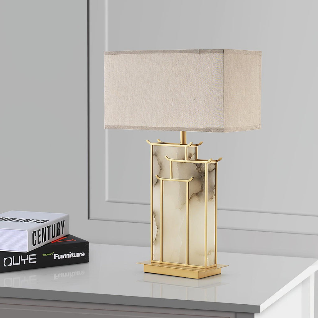 Lampe à poser moderne Hannes en Albâtre Doré et blanc