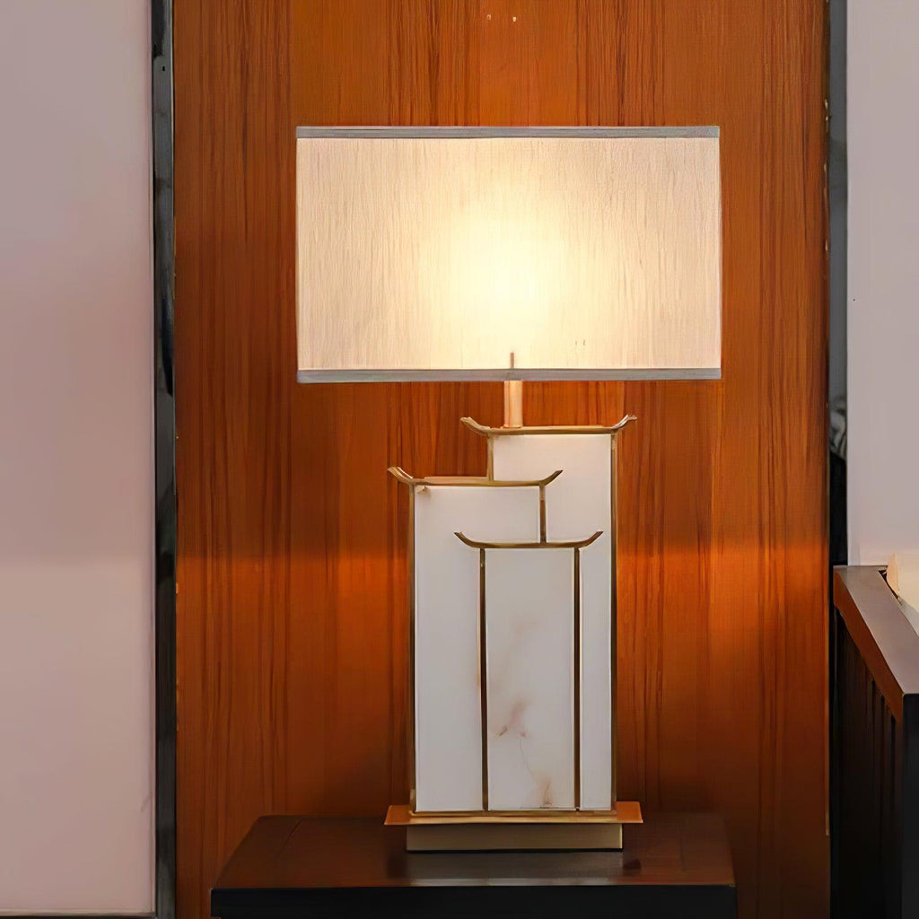 Lampe à poser moderne Hannes en Albâtre Doré et blanc