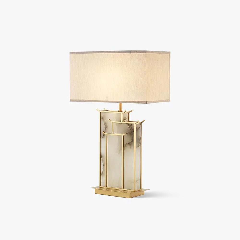 Lampe à poser moderne Hannes en Albâtre Doré et blanc