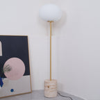 Lampadaire moderne Dren en Travertin Noir et blanc marbre