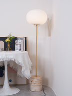 Lampadaire moderne Dren en Travertin Noir et blanc marbre