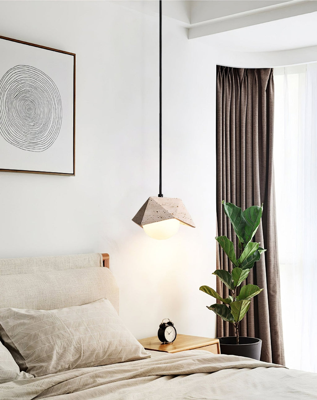 Suspension moderne Frejlif en Travertin jaune et blanc