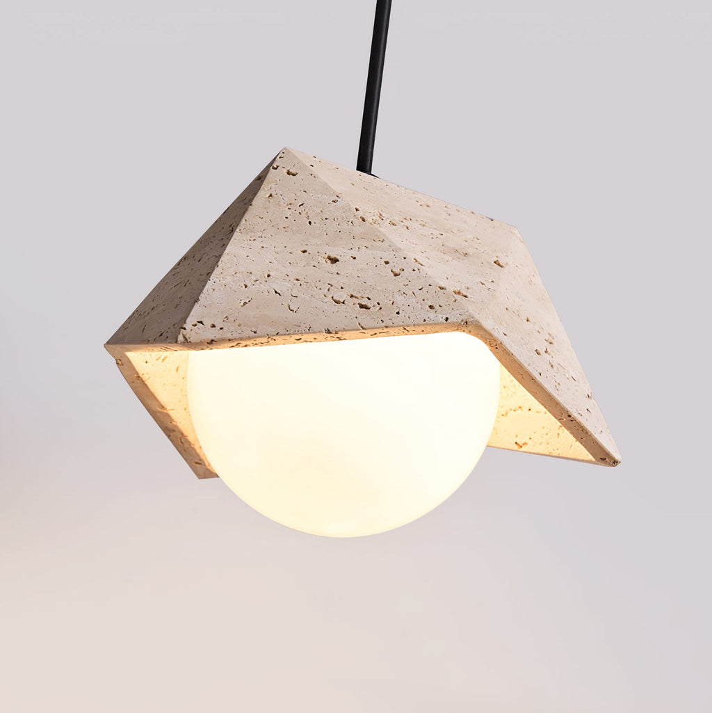 Suspension moderne Frejlif en Travertin jaune et blanc