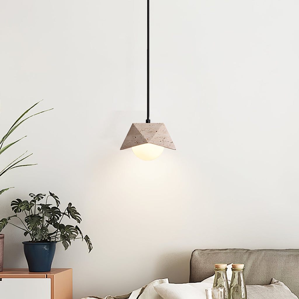 Suspension moderne Frejlif en Travertin jaune et blanc