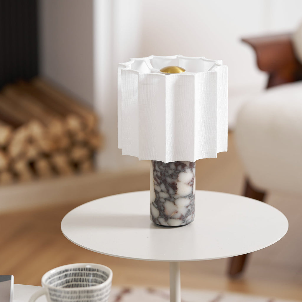 Lampe à poser moderne Evan en Marbre Noir et blanc