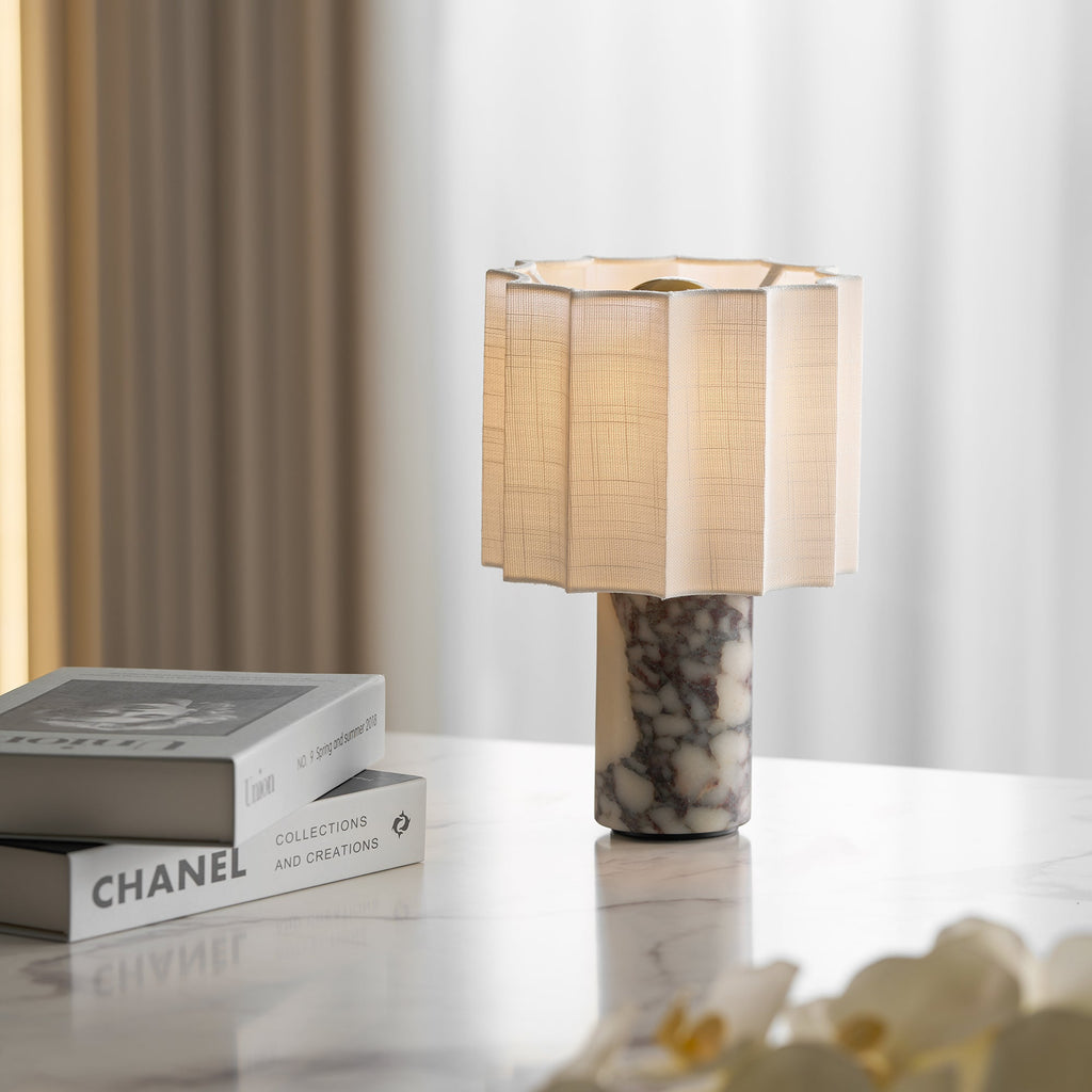 Lampe à poser moderne Evan en Marbre Noir et blanc