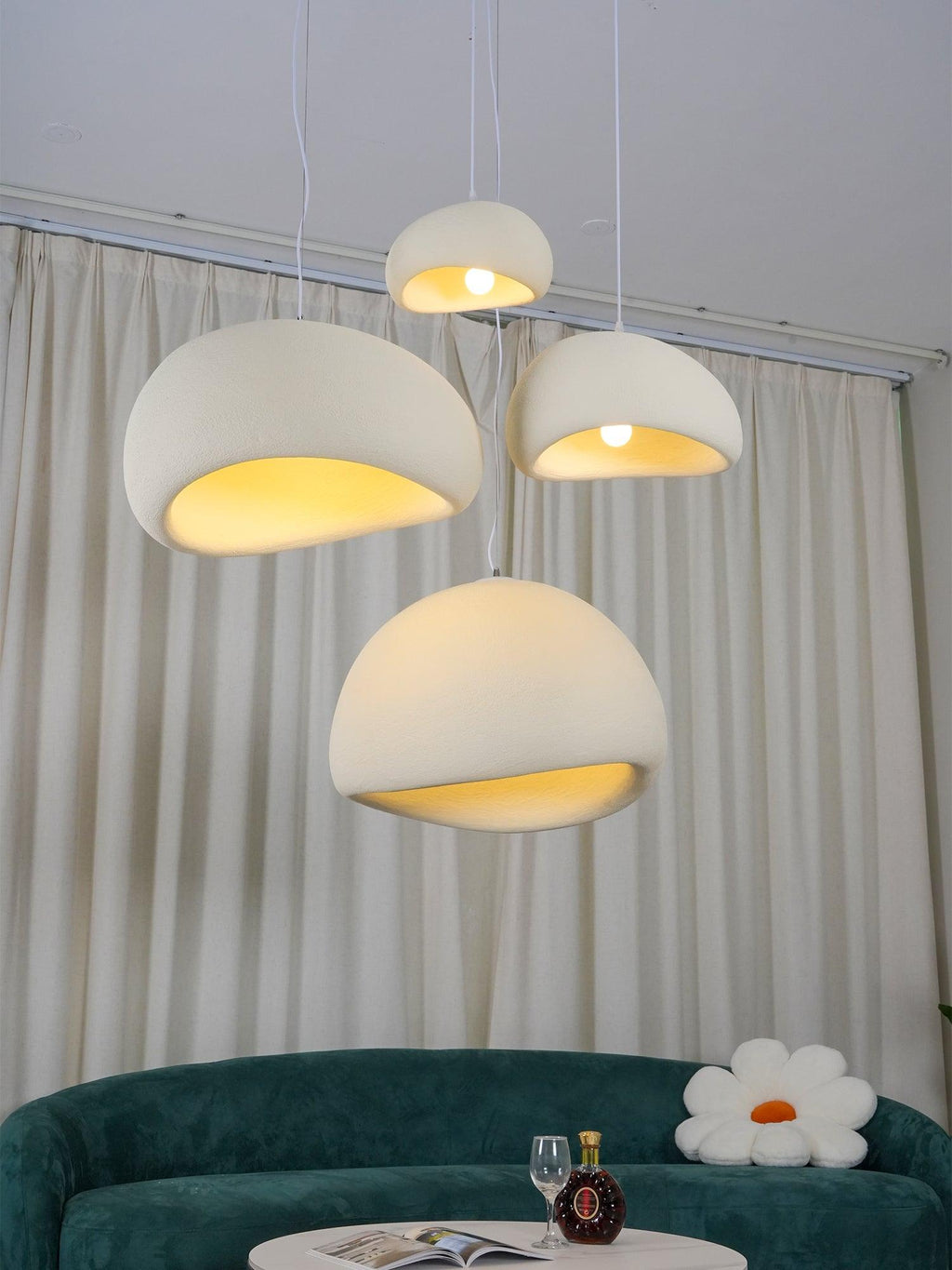 Suspension moderne Greger en Polystyrène blanc câble suspendu