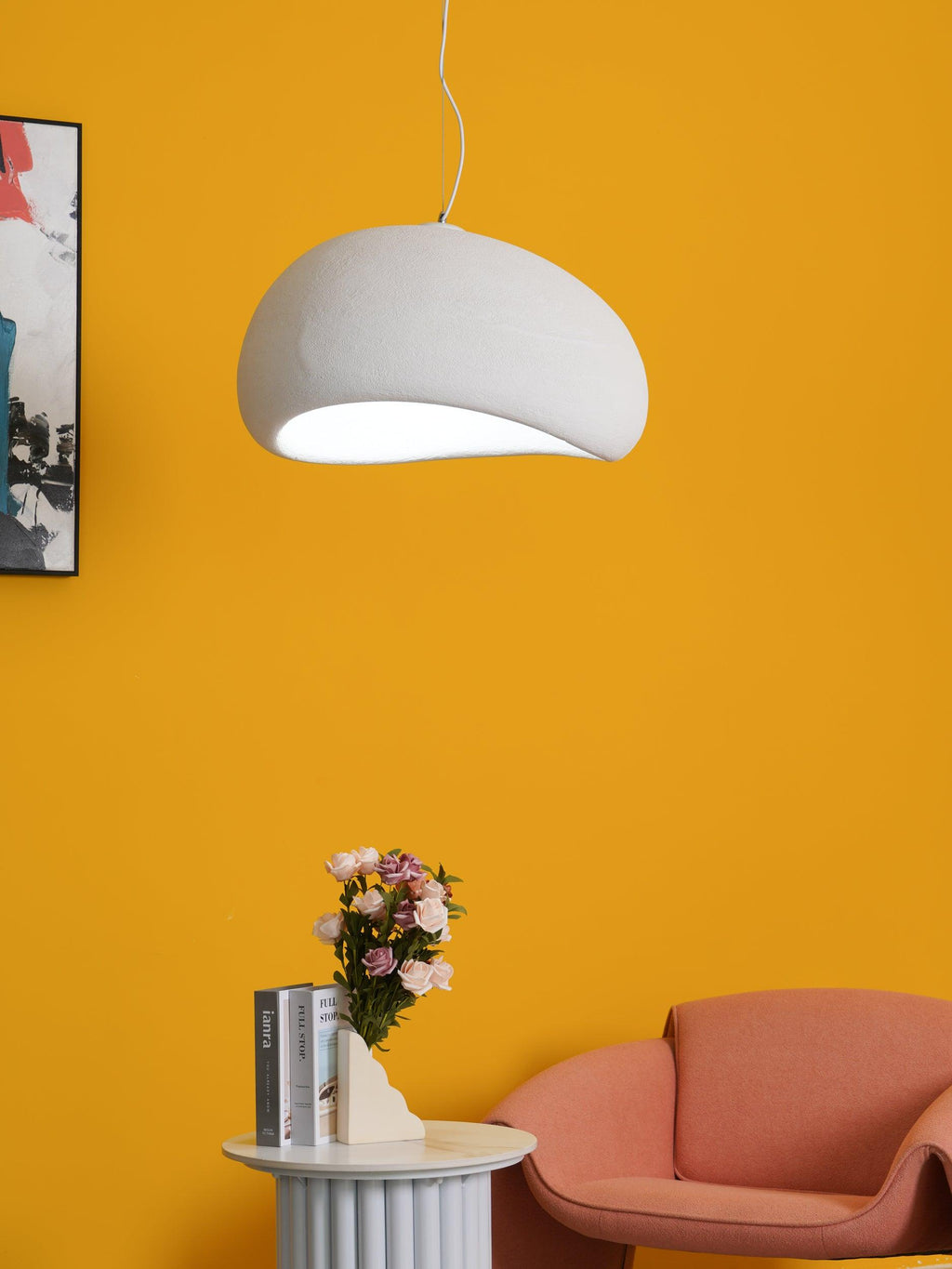 Suspension moderne Greger en Polystyrène blanc câble suspendu