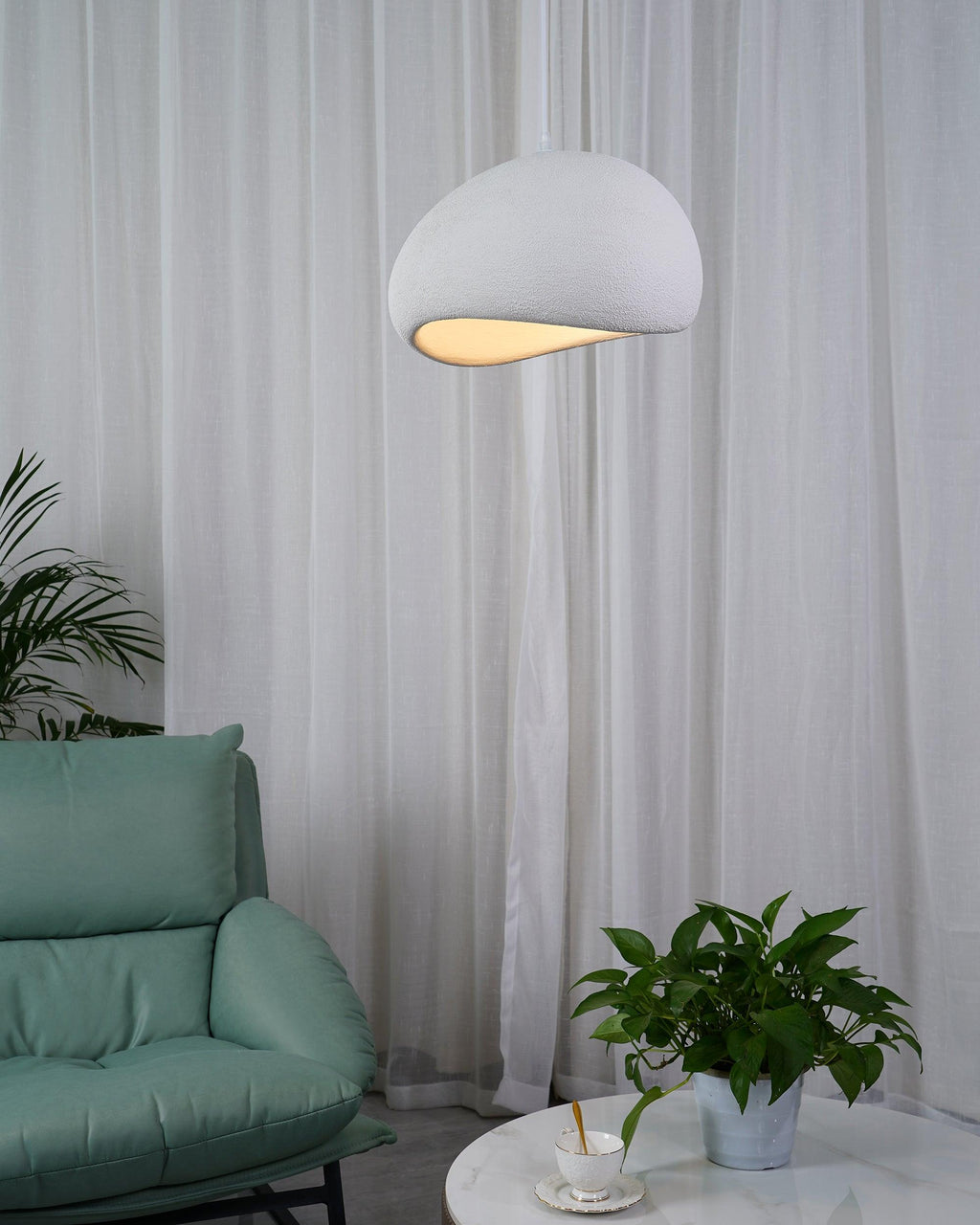 Suspension moderne Greger en Polystyrène blanc câble suspendu