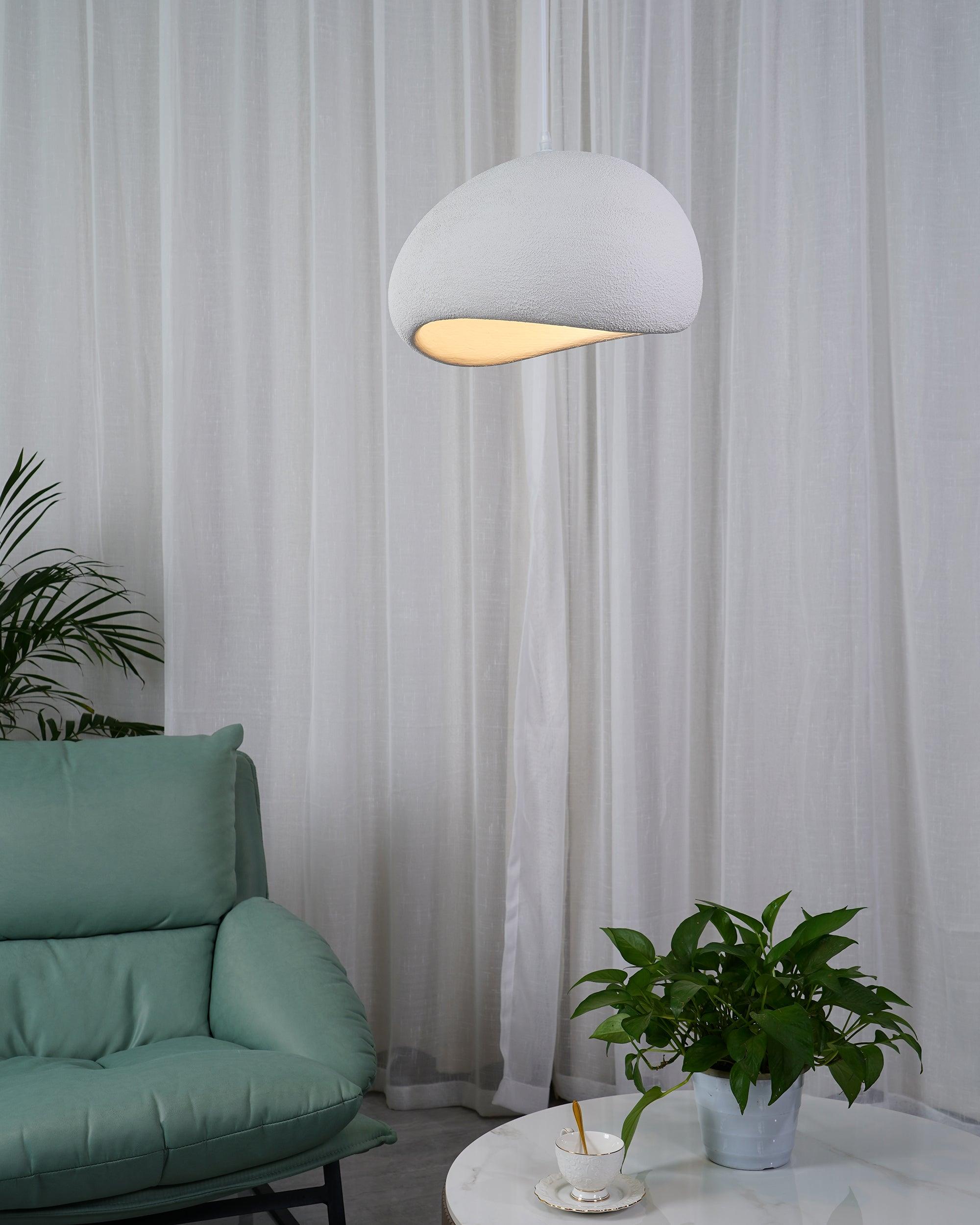 Suspension moderne Greger en Polystyrène blanc câble suspendu