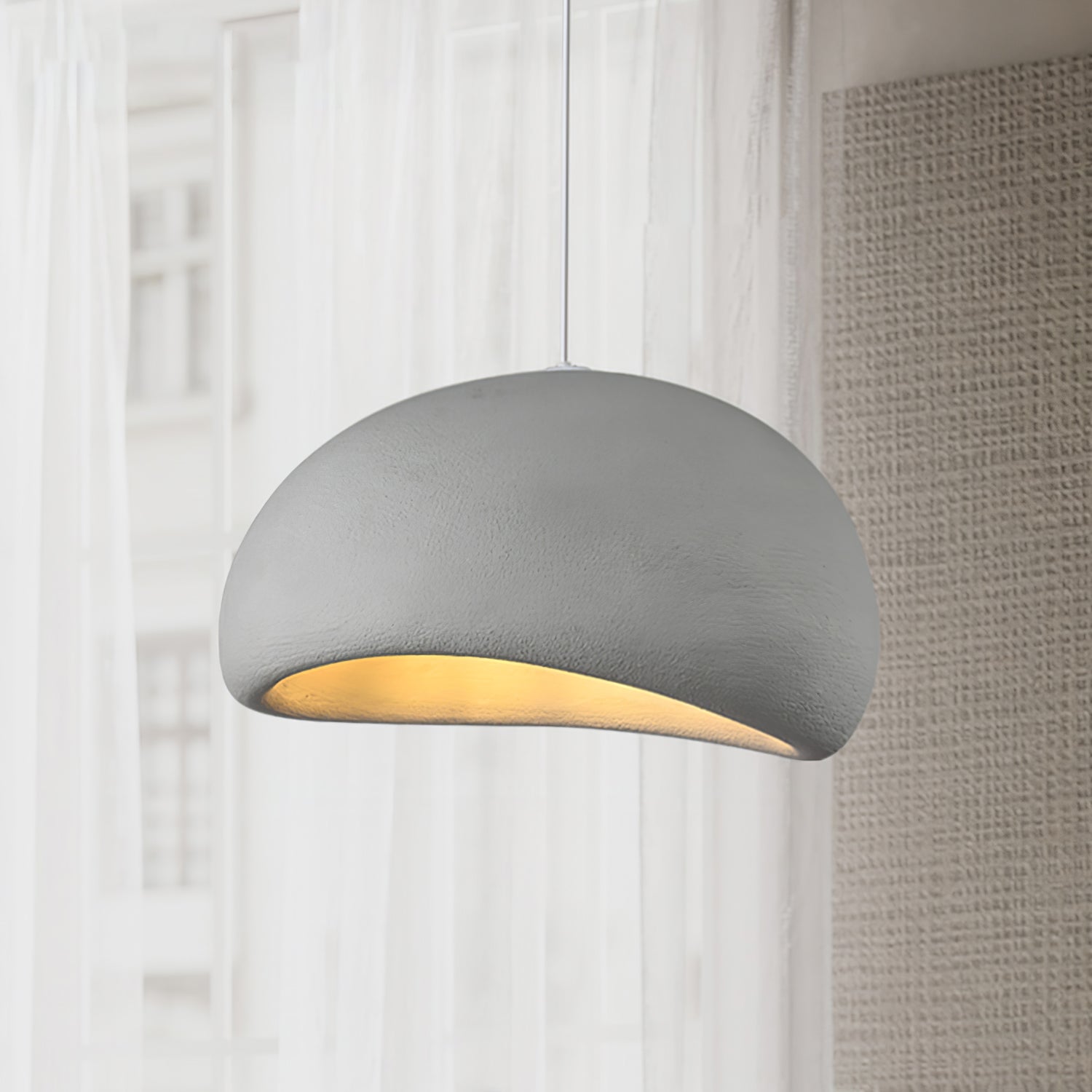 Suspension moderne Greger en Polystyrène blanc câble suspendu