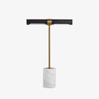 Lampe à poser moderne Stormur en Métal, Marbre Doré et marron cuir