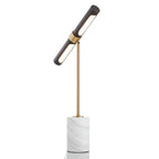 Lampe à poser moderne Stormur en Métal, Marbre Doré et marron cuir