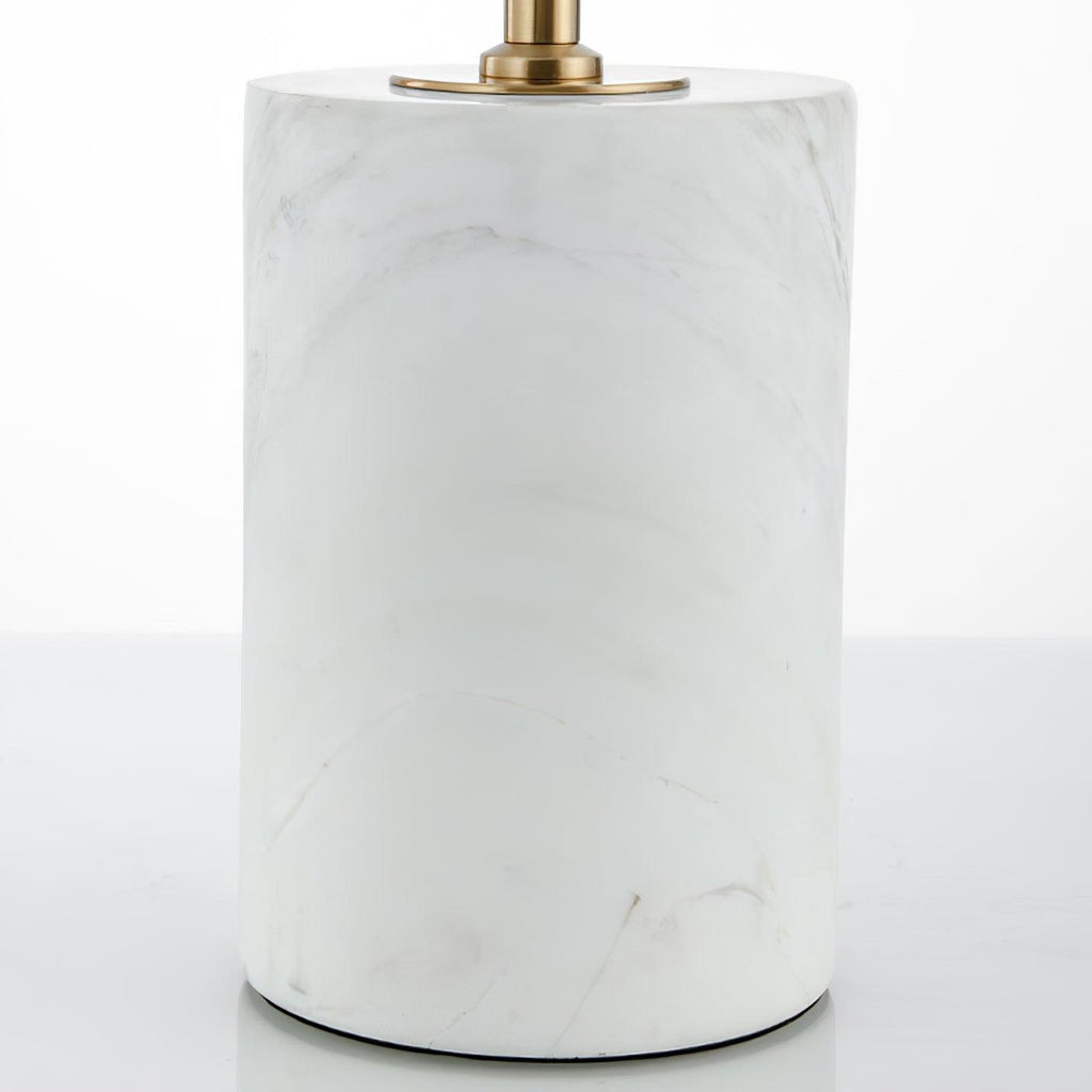Lampe à poser moderne Stormur en Métal, Marbre Doré et marron cuir