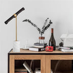Lampe à poser moderne Stormur en Métal, Marbre Doré et marron cuir