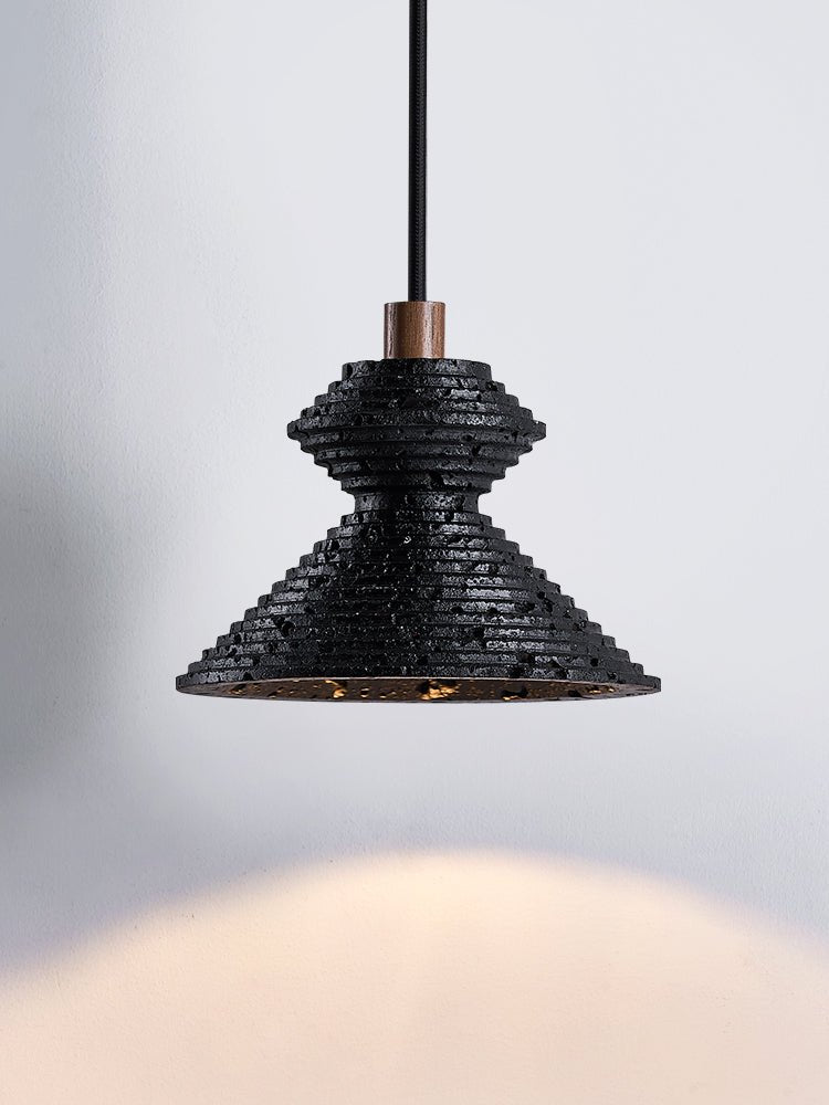 Suspension moderne Yann en Noir travertin