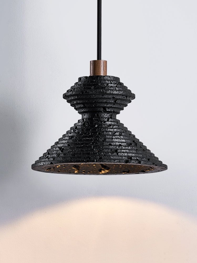 Suspension moderne Yann en Noir travertin