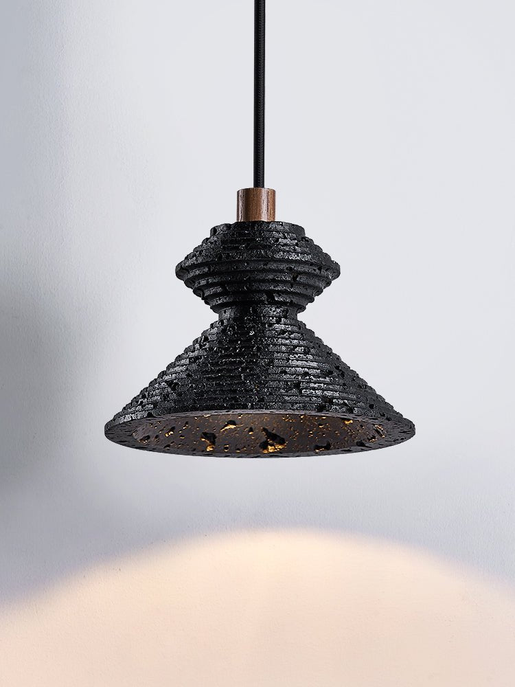 Suspension moderne Yann en Noir travertin