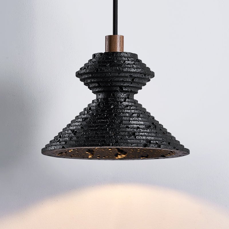 Suspension moderne Yann en Noir travertin