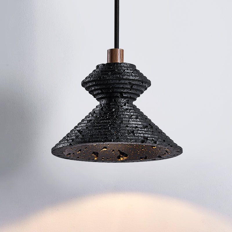 Suspension moderne Yann en Noir travertin