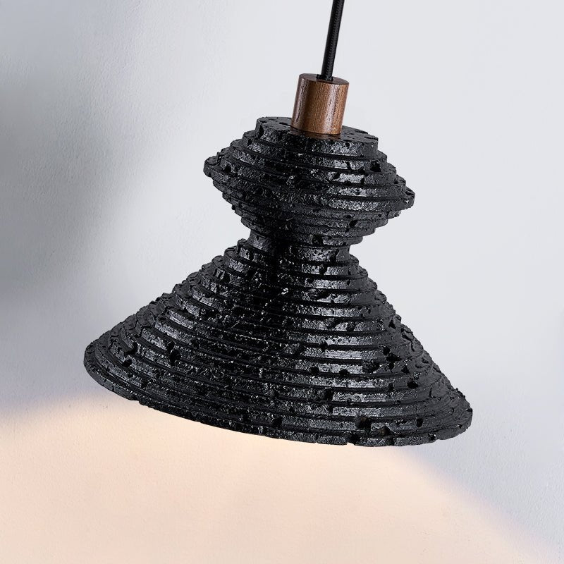 Suspension moderne Yann en Noir travertin