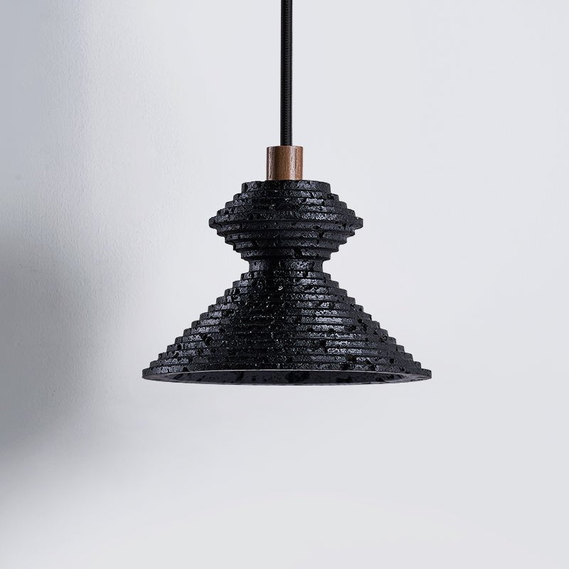 Suspension moderne Yann en Noir travertin