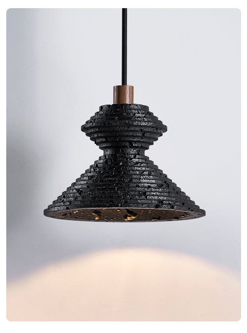 Suspension moderne Yann en Noir travertin