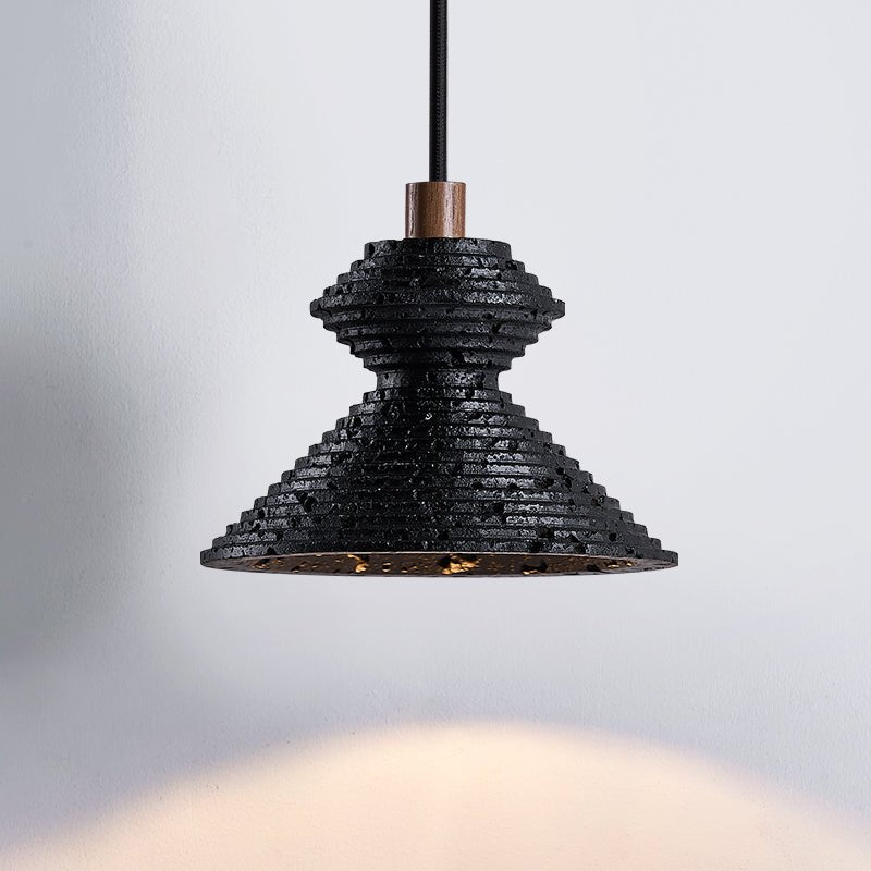 Suspension moderne Yann en Noir travertin