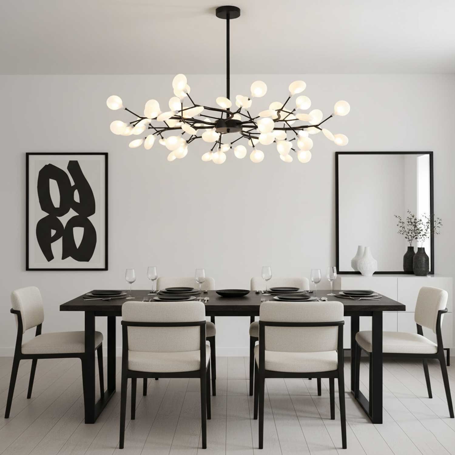 Lustre moderne Edmund en Acrylique Or et blanc