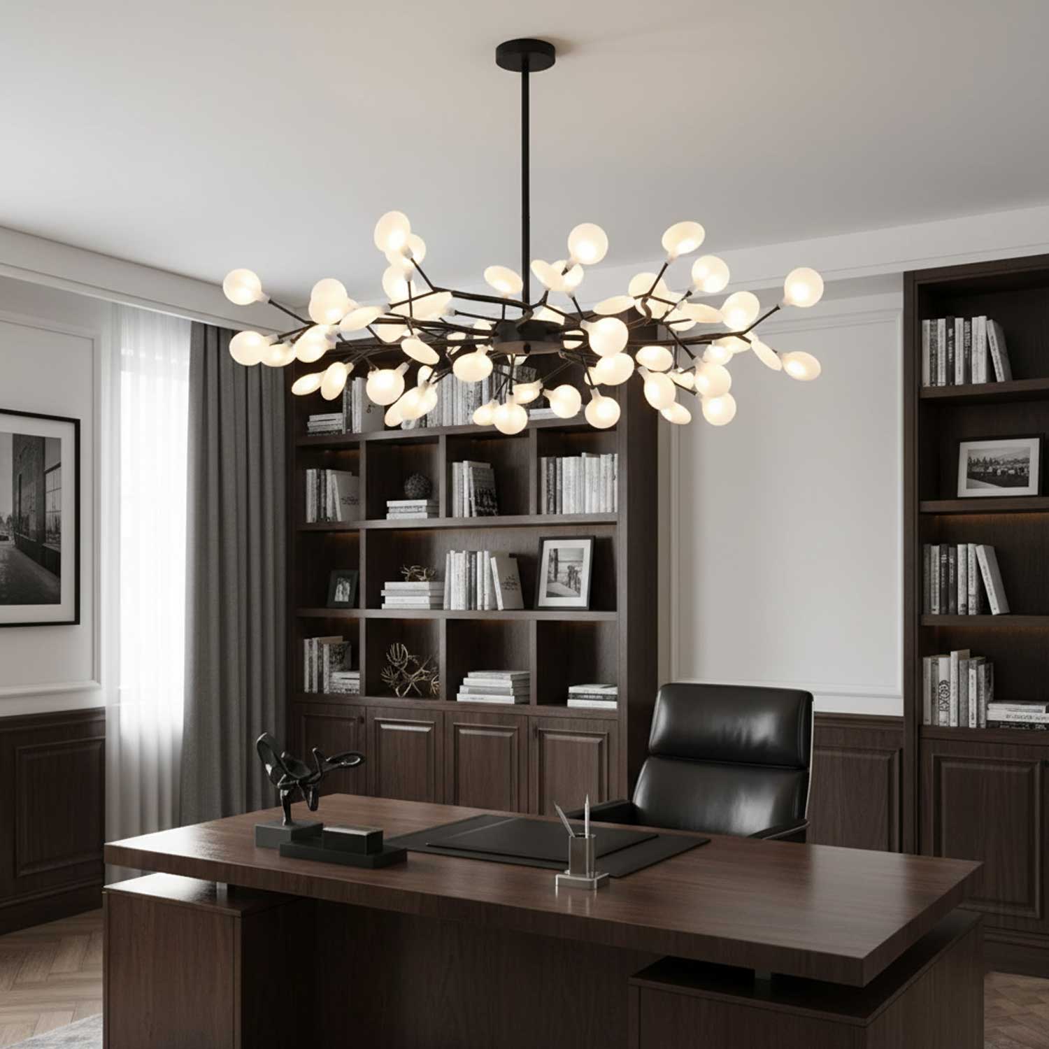 Lustre moderne Edmund en Acrylique Noir et blanc