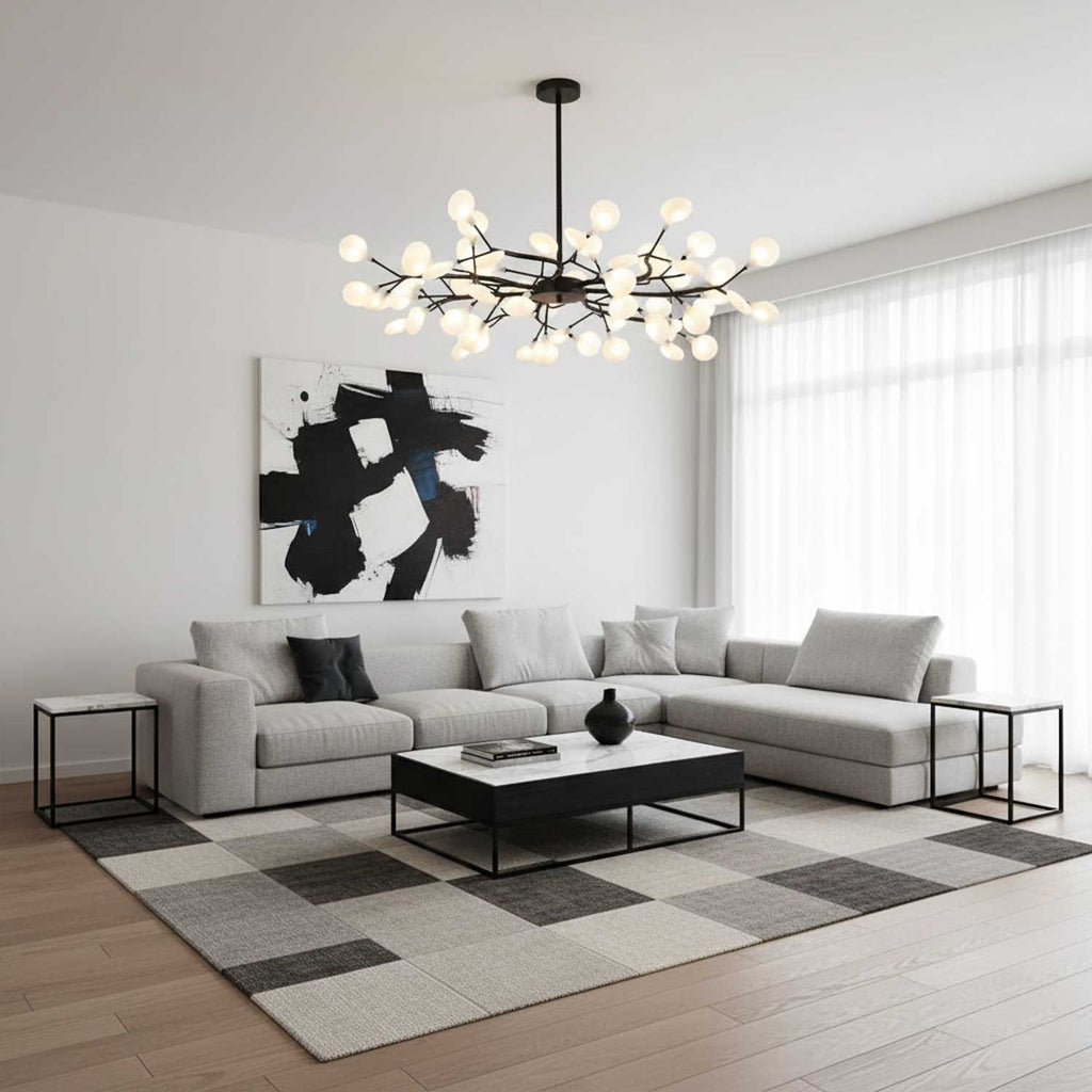 Lustre moderne Edmund en Acrylique Noir et blanc