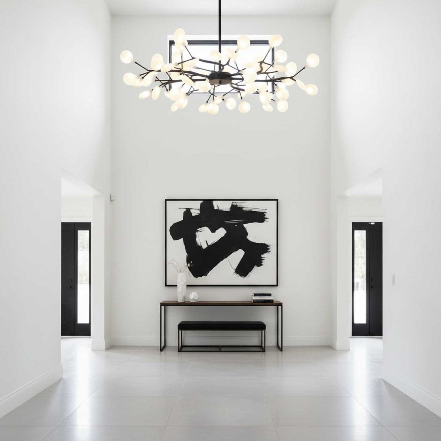 Lustre moderne Edmund en Acrylique Or et blanc
