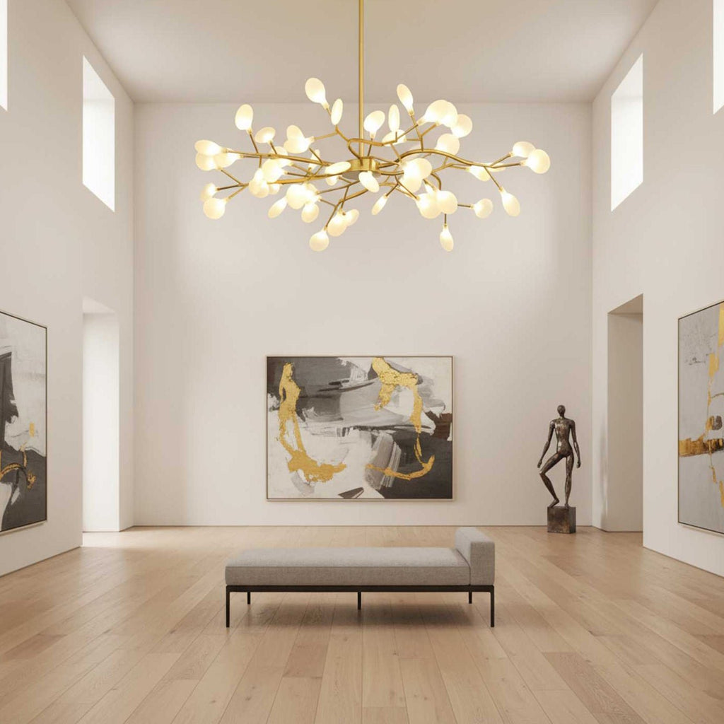 Lustre moderne Edmund en Acrylique Or et blanc