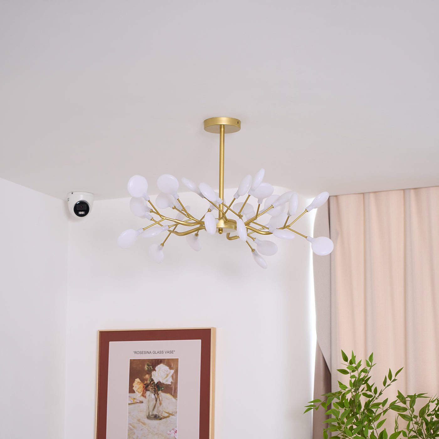 Lustre moderne Edmund en Acrylique Or et blanc