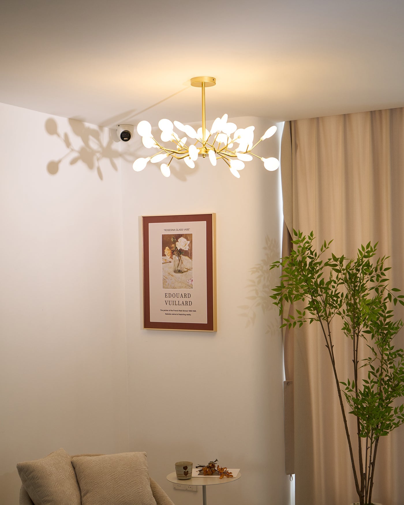 Lustre moderne Edmund en Acrylique Or et blanc