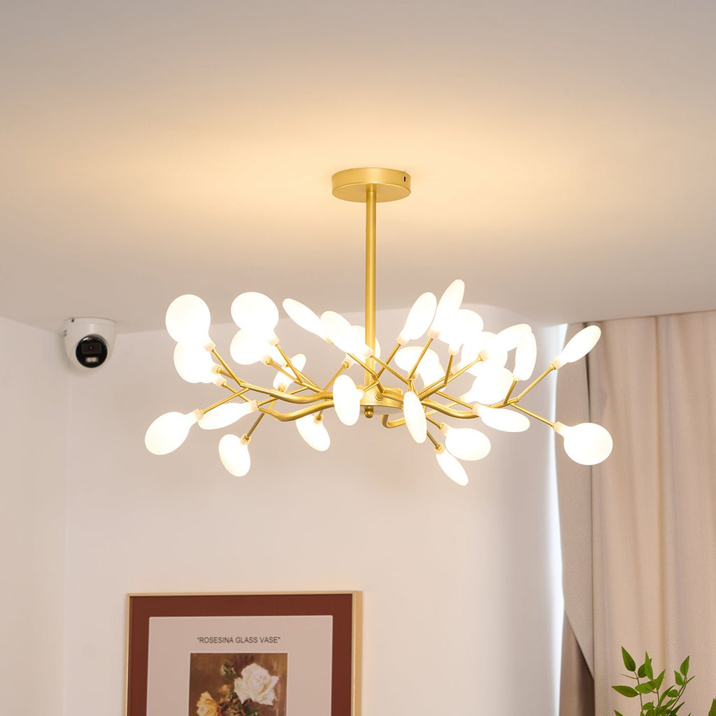 Lustre moderne Edmund en Acrylique Or et blanc