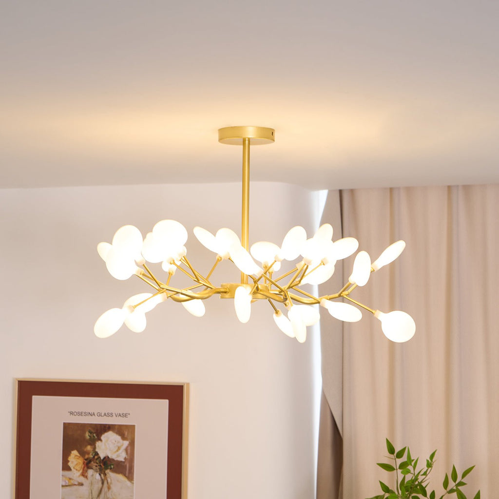Lustre moderne Edmund en Acrylique Or et blanc