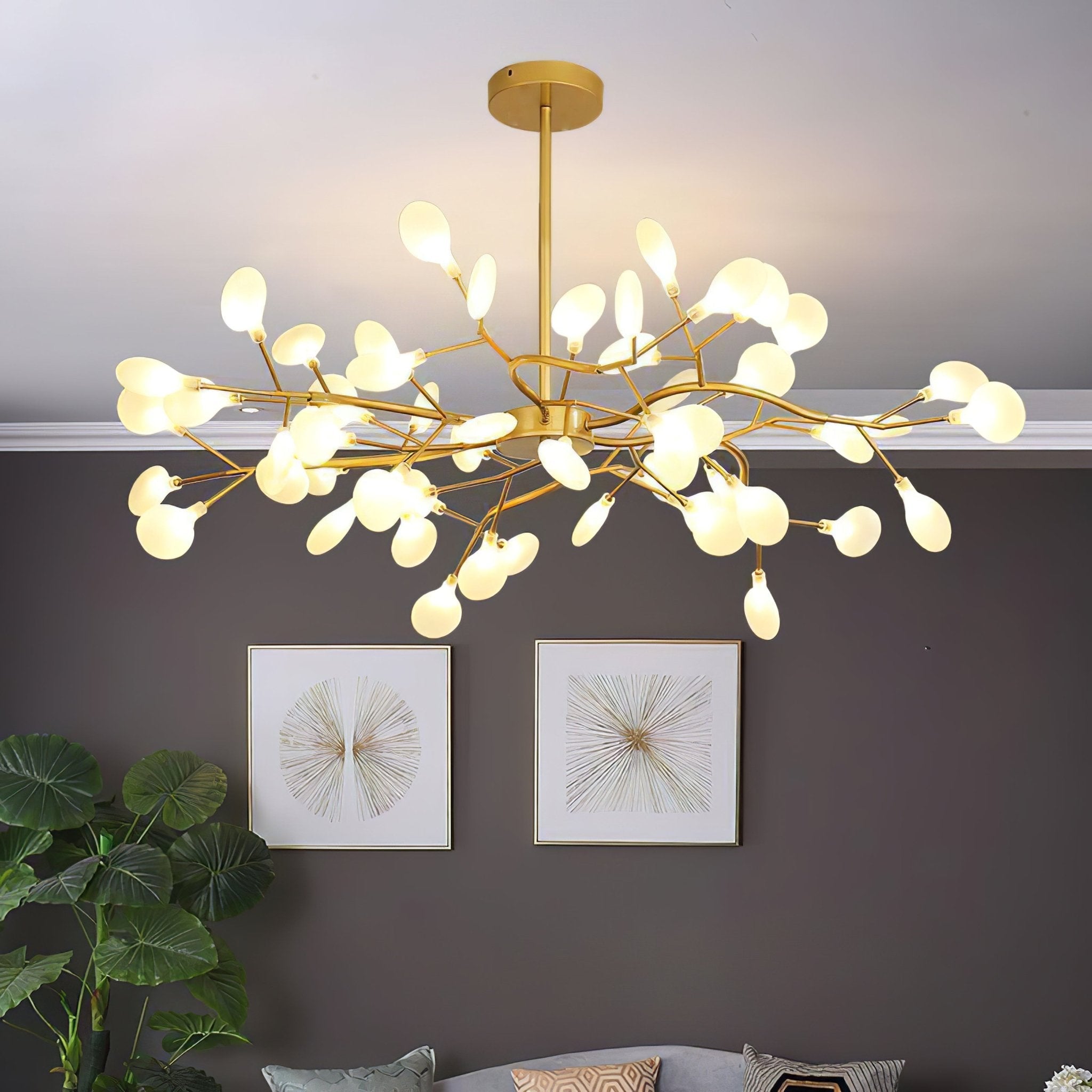 Lustre moderne Edmund en Acrylique Or et blanc