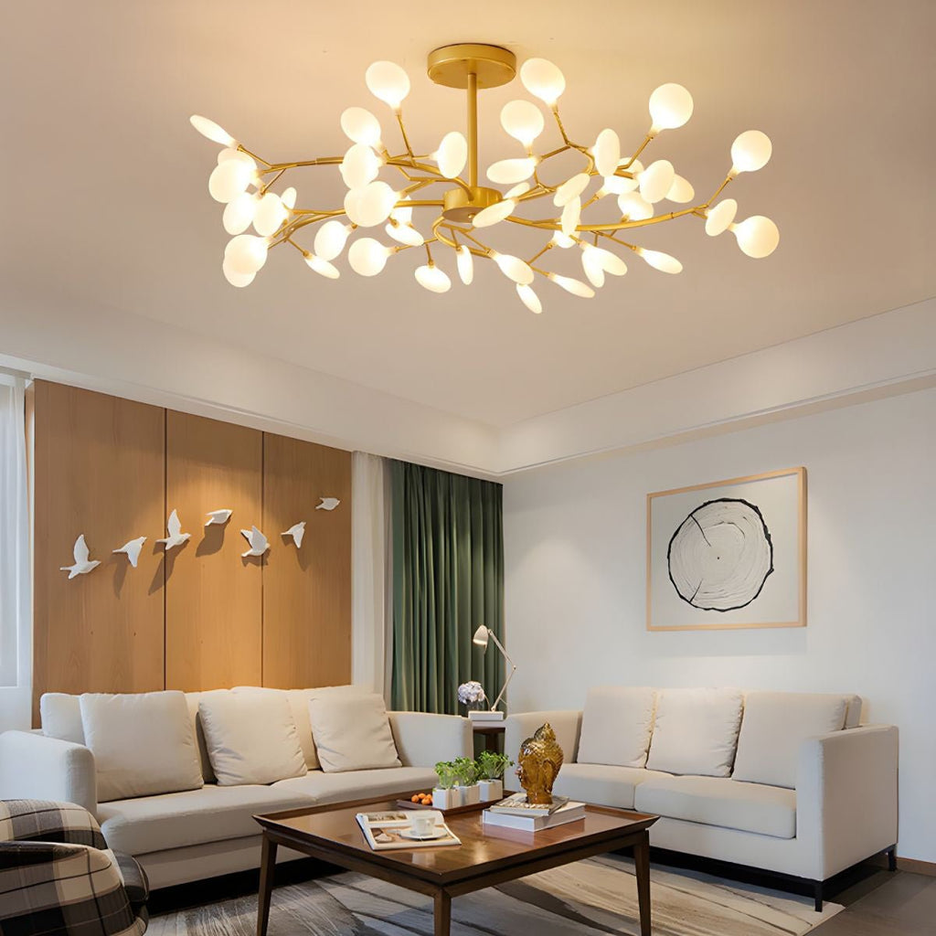 Lustre moderne Edmund en Acrylique Or et blanc