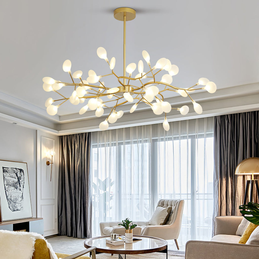Lustre moderne Edmund en Acrylique Or et blanc