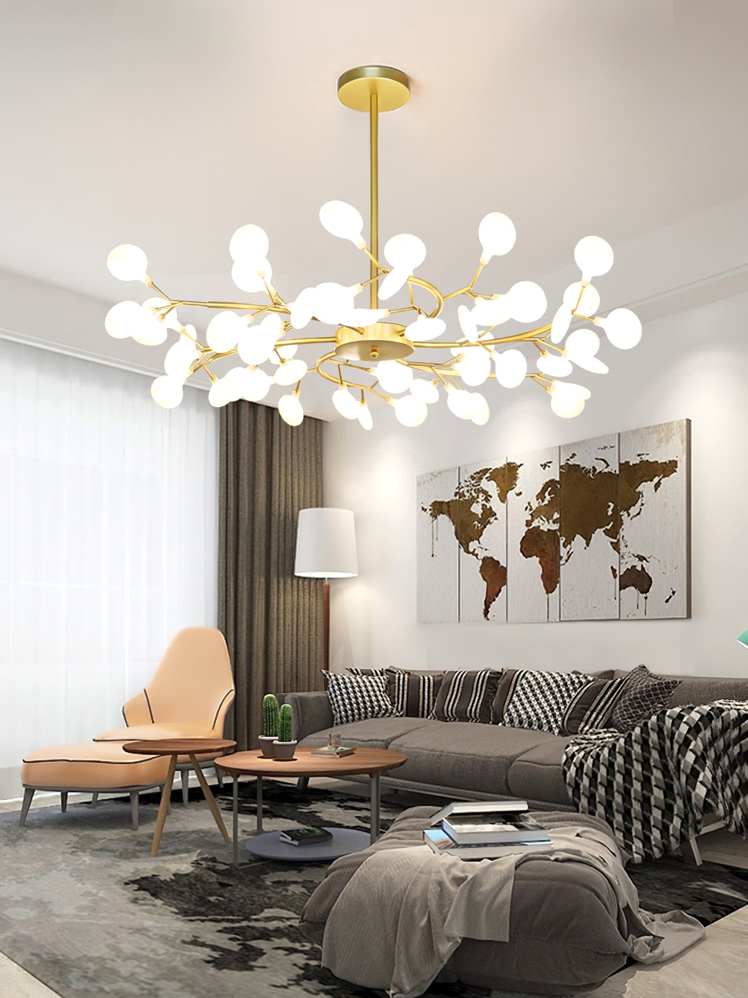 Lustre moderne Edmund en Acrylique Or et blanc