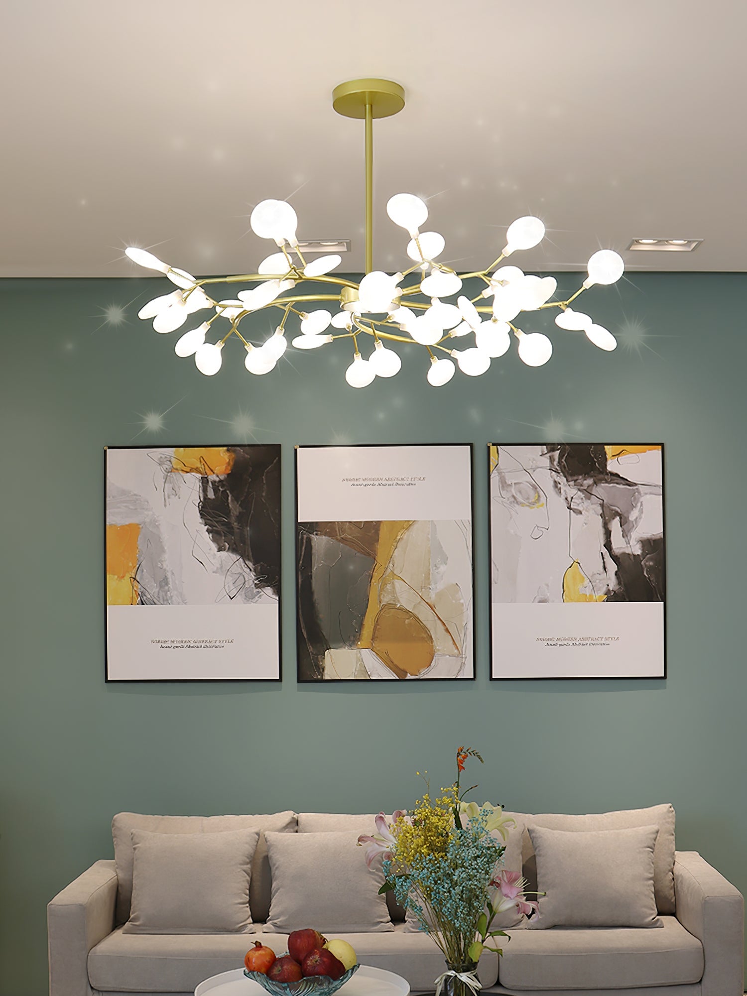 Lustre moderne Edmund en Acrylique Or et blanc
