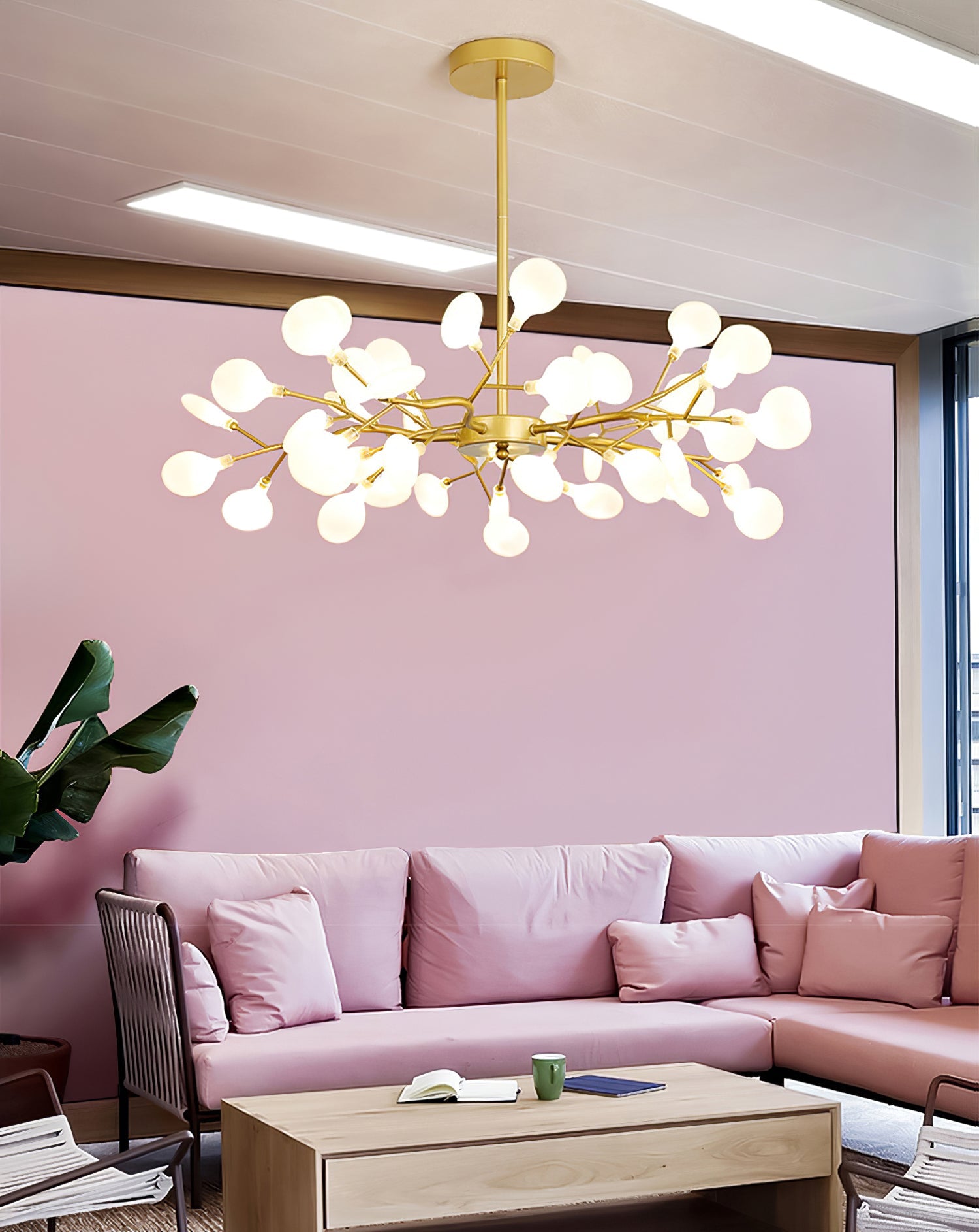 Lustre moderne Edmund en Acrylique Or et blanc