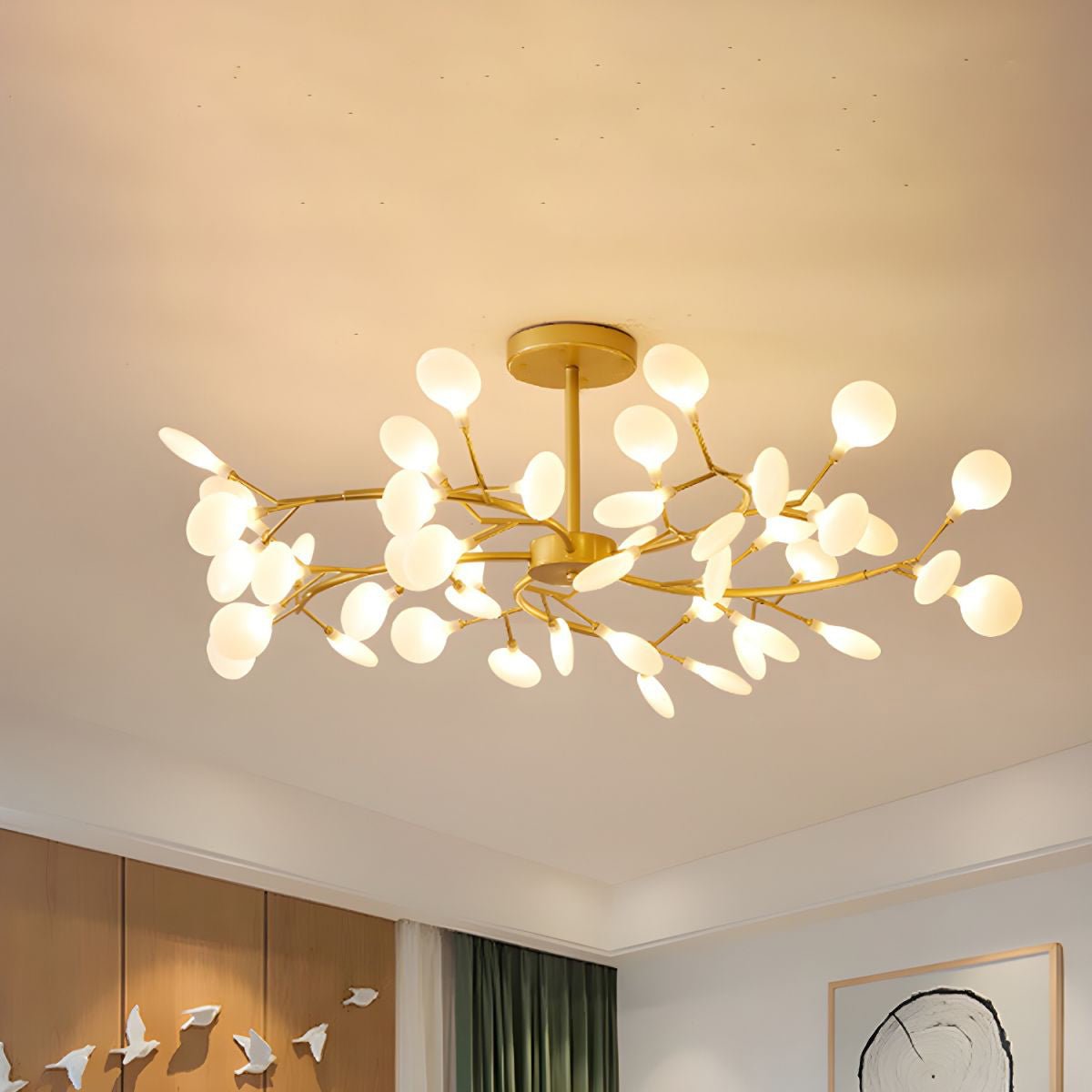 Lustre moderne Edmund en Acrylique Or et blanc