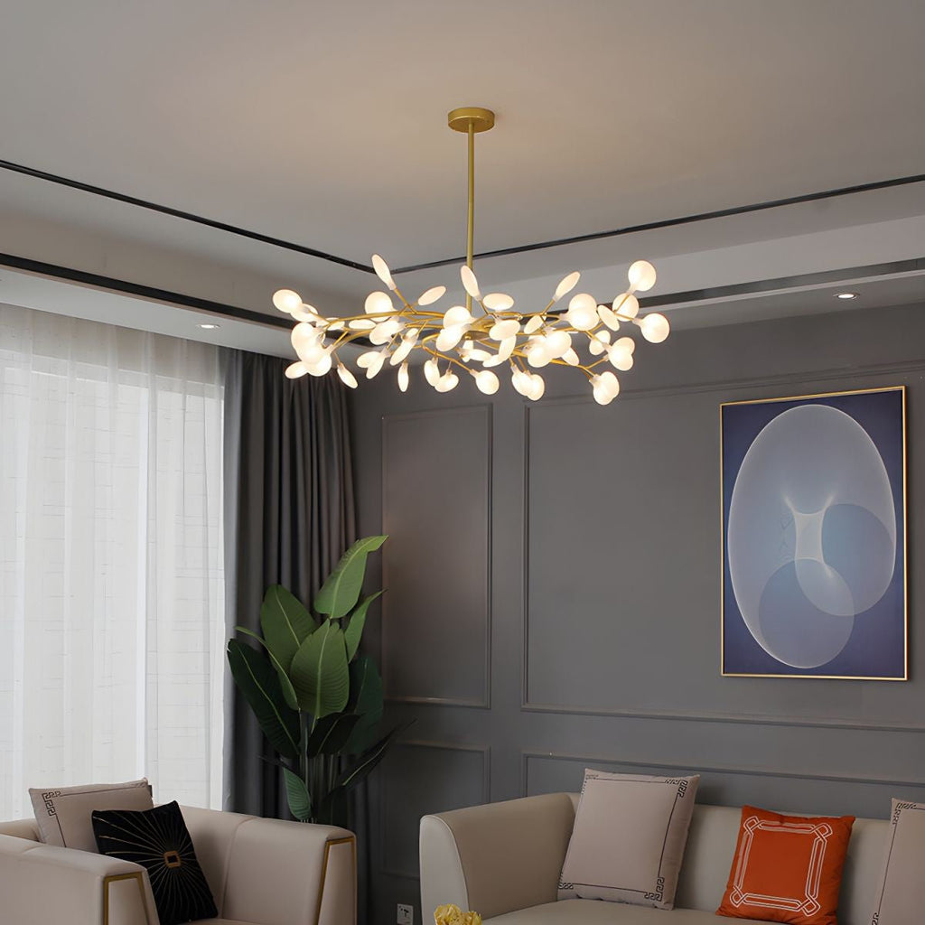 Lustre moderne Edmund en Acrylique Or et blanc