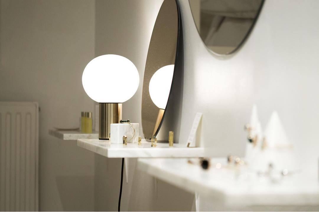 Lampe à poser moderne Hampus en Métal, Verre Cuivre