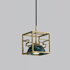 Suspension moderne Nor en Laiton poli et vert marbre