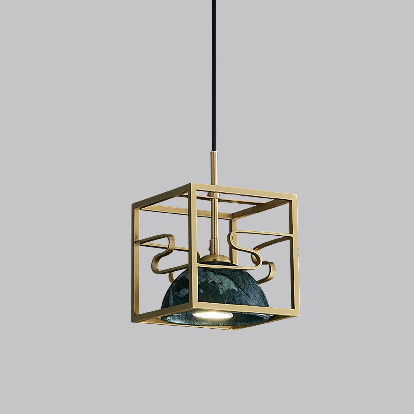 Suspension moderne Nor en Laiton poli et vert marbre