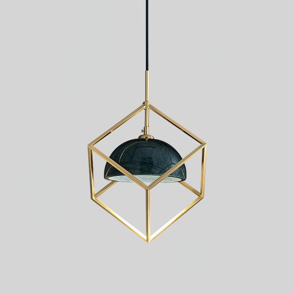 Suspension moderne Nor en Laiton poli et vert marbre
