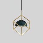 Suspension moderne Nor en Laiton poli et vert marbre